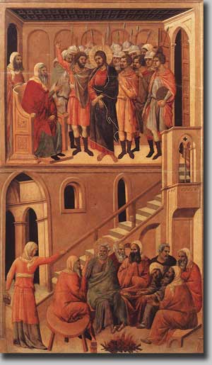 Duccio di Buoninsegna: Petrus verleugnet Jesus
